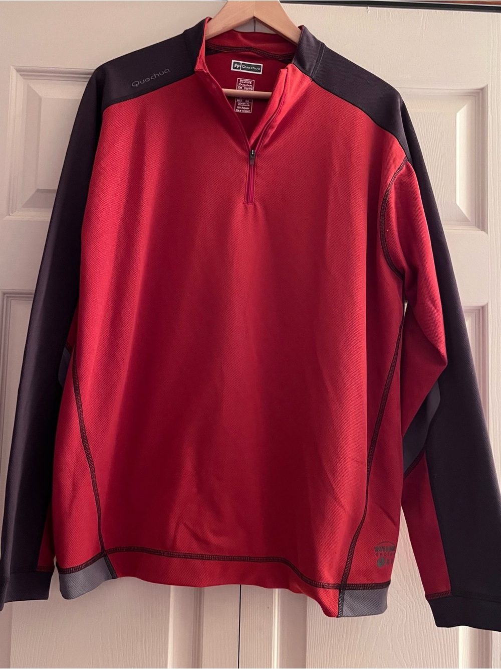 Quechua Novadry System 1 Red and Black 1/4 Zip Performance Pullover XL
